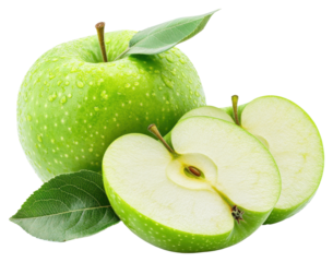 Fresh green apple fruit transparent background png image