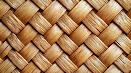 A close-up view of a beautifully woven wooden texture, showcasing intricate patterns and natural hues.