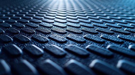 A close-up view of a textured metal surface, featuring a diamond pattern in a dark, reflective finish, creating a modern industrial aesthetic.