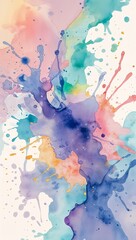 Abstract watercolor splashes in pastel tones forming artistic border backgrounds