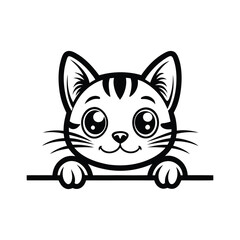 Obraz premium Lovely Cat Face Vector Design with a Peeking Expression