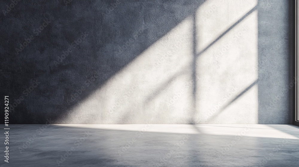 Aufkleber Sunlight illuminating empty concrete room with window shadow