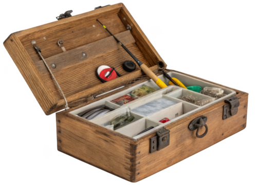 Fishing Tackle Box isolated on a transparent background.