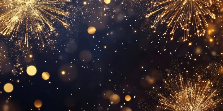 This stunning display of golden sparklers against a dark background creates a magical atmosphere, perfect for holiday banners and celebrations, adding excitement to any cheerful occasion