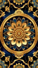 Obraz premium Intricate golden mandala designs forming ornate circular border frames