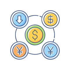  of different currencies. vector icon, of different currencies. vector illustration - simple illustration of of different currencies., perfect for logos and icons of different currencies.