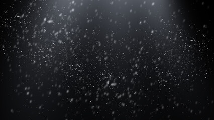 Falling snowflakes with light source in night sky. Magic winter background. Useful as photoshop...