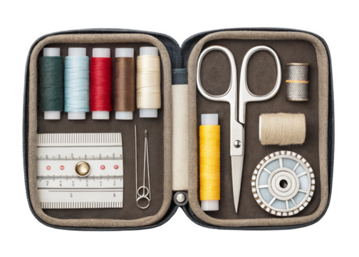 Sewing Kit isolated on a transparent background.