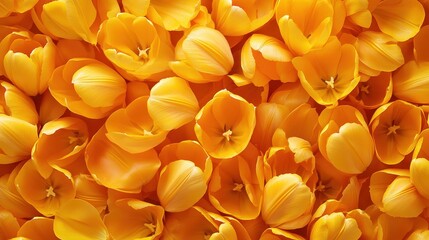 Vibrant yellow tulips in full bloom creating a lush floral carpet