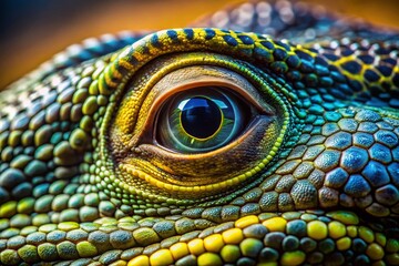 Fototapeta premium Nile Monitor Lizard Close-up Eye Macro Photography Stock Photo