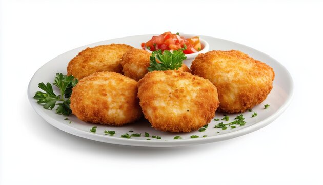 Breaded Chicken Fillets On A Plate: Spanish Escalopa De Pollo A La Milanesa - A Delicious And Savory Dish To Enjoy.
