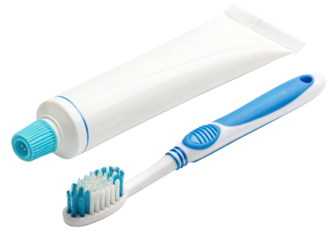 Toothbrush and Toothpaste isolated on a transparent background.