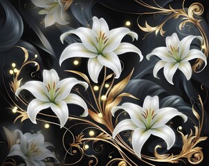 Decorative Regal Floral Pattern for Wallpapers and Textiles  Elegant Burgundy and Golden Design
