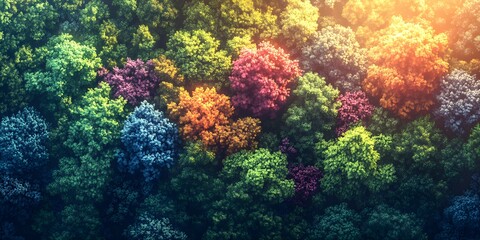 Fototapeta premium Vibrant Sustainable Forest Ecosystem Illustration - Generative AI