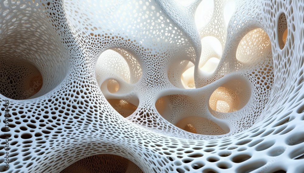 Fototapete Structure Of Organic Network: A Framework Made Of Organic Materials That Creates A Web-Like Structure For Support, Connection, And Growth.