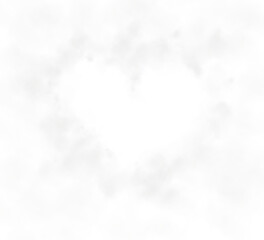 Realistic smoky grey fluffy heart shaped cloud on transparent background. Romantic golden translucent smoke floating in the shape of a heart. PNG.