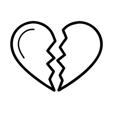 recommend clip art: Broken heart symbol in black outline style