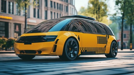 Self-driving taxi rank with various robot cars
