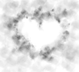 Realistic smoky black fluffy heart shaped cloud on transparent background. Romantic golden translucent smoke floating in the shape of a heart. PNG.
