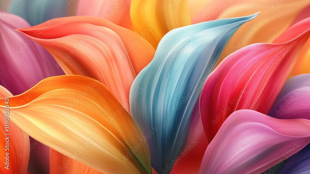 Poster vibrant abstract wave patterns with colorful curved stripes in dynamic motion