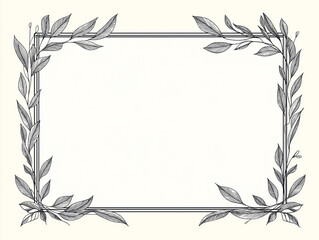 Laurel Wreath Border Frame illustration with Copy Space on a White Background