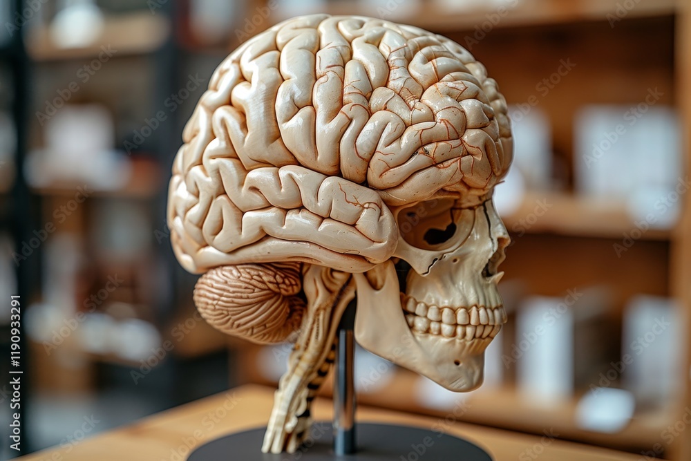 Poster circular platform featuring ai brain motif in striking blue and black color scheme
