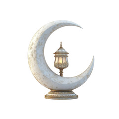 Crescent Moon with Illuminated Lantern - Ramadan Decoration