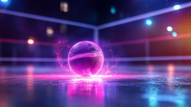 Futuristic Volleyball Court with Digital Enhancements. Generative AI - Powered by Adobe