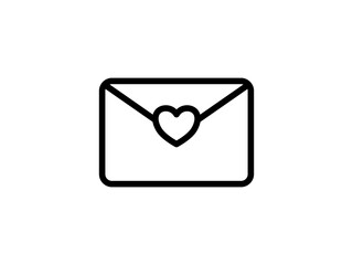 letter envelope icon with love sign heart sign, simple flat style, pictogram logo sign symbol vector illustration, isolated on white for mobile app