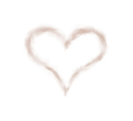 Fototapeta premium Realistic smoky brown fluffy heart shaped cloud on transparent background. Romantic golden translucent smoke floating in the shape of a heart. PNG.