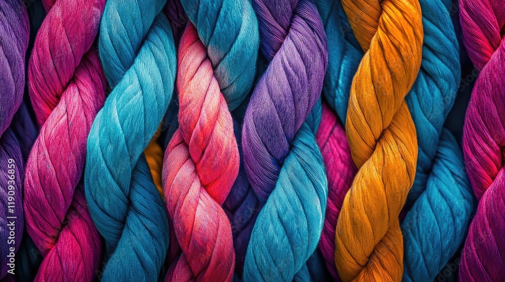 Poster A detailed image of intertwined colorful climbing ropes, creating a striking and dynamic background that captures the spirit of adventure and outdoor activities