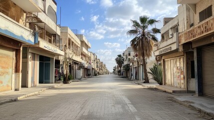 Fototapeta premium Empty Street in an Abandoned Town