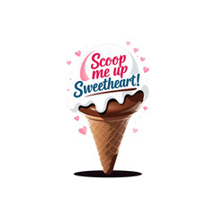 Delightful ice cream scoop sweetheart theme digital art whimsical environment playful viewpoint