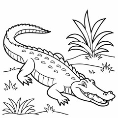 crocodile  coloring page , coloring page for kids, animal coloring page, KDP, Animal Coloring Page For Kids,,  drawing, art, line art, clip art  
