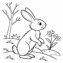   bunny coloring page , coloring page for kids, animal coloring page, KDP, Animal Coloring Page For Kids,,  drawing, art, line art, clip art 