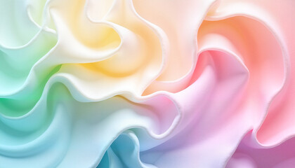 Fototapeta premium Flowing pastel fabric in rainbow hues
