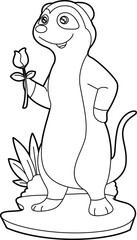 Meerkat Rose Flower Animal Vector Graphic Art Illustration