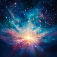 Fototapeta premium Astrological Leo constellation glowing in a starry cosmic field of vibrant light