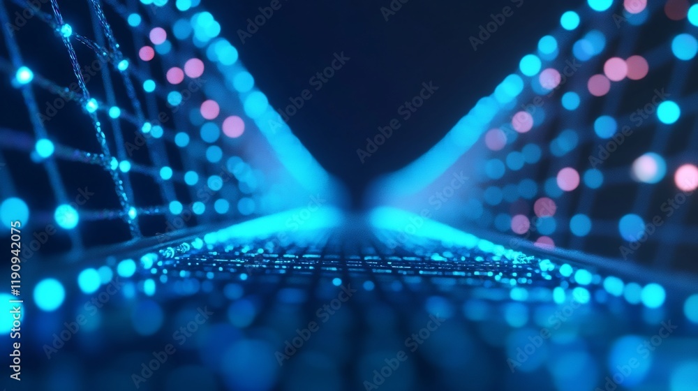 Aufkleber glowing minimal bridge structure connecting businesses in abstract 3d