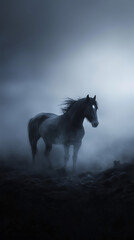 Obraz premium Ethereal Elegance: A Horse in a Misty Twilight