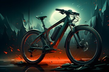 Fototapeta premium Minimalist Bicycle with Abstract Motion Lines - Generative AI