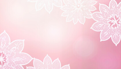 Fototapeta premium Pink Gradient with Floral Lace Details for Romantic and Wedding Themes