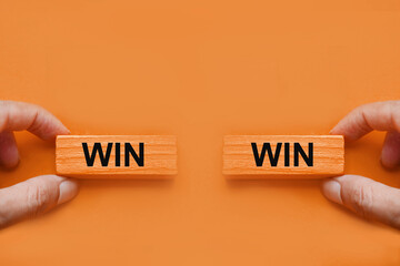 Win-Win Strategy concept; Partnership agreement to reduce conflict and success together