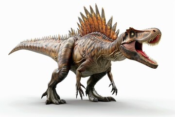 Fototapeta premium Fearsome spinosaurus dinosaur roaring on white background
