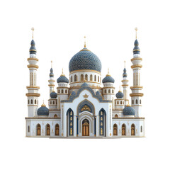 Fototapeta premium Majestic Blue and White Mosque Architectural Render