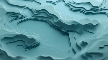 Obraz premium Abstract Teal Layered Landscape Digital Art