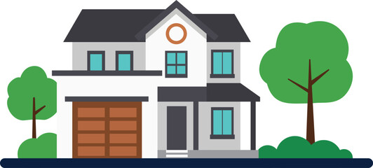 Flat Villa Illustration Vector