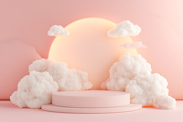Pastel Pink Cloud Podium Display Background
