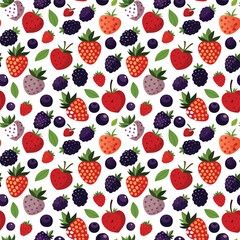 Fruits and berries seamless pattern, Generative AI