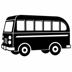 Bus black silhouette vector illustration and white background